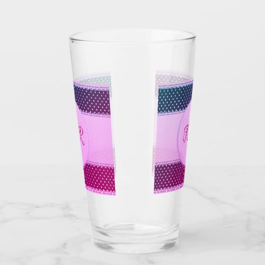 Cute Girly Pink Paars Polka Dot Banner Drink Glas (Links)