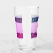 Cute Girly Pink Paars Polka Dot Banner Drink Glas (Rechts)