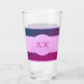 Cute Girly Pink Paars Polka Dot Banner Drink Glas (Voorkant)