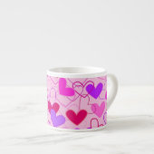 Cute Girly Pink Paars & Red Hearts Pattern Espresso Kop (Voorkant rechts)