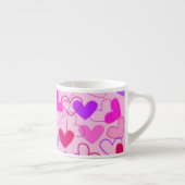 Cute Girly Pink Paars & Red Hearts Pattern Espresso Kop (Rechts)