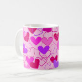 Cute Girly Pink Paars & Red Hearts Pattern Koffiemok (Voorkant links)