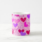 Cute Girly Pink Paars & Red Hearts Pattern Koffiemok (Center)