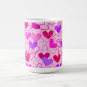 Cute Girly Pink Paars & Red Hearts Pattern Koffiemok (Center)