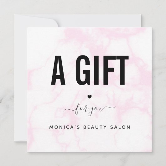 Cute Girly Pink Pastel Marble Beauty Salon Logo (Voorkant)