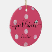 Cute Girly Pink Pickleball Keramisch Ornament (Rechts)