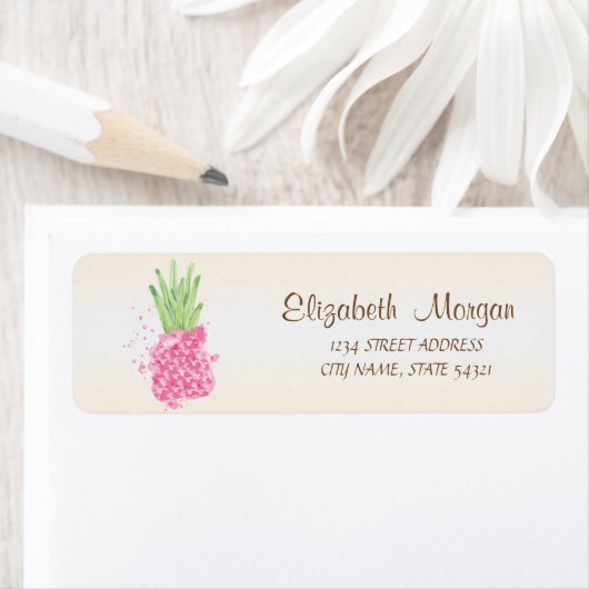 Cute Girly Pink Pineapple Etiket (Insitu)
