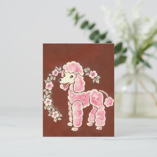 Cute Girly Pink Poodle Dog Briefkaart (Staand voorkant)