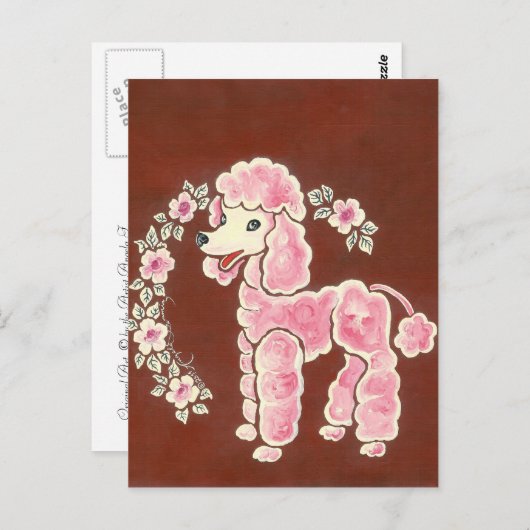 Cute Girly Pink Poodle Dog Briefkaart (Voorkant / Achterkant)