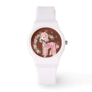 Cute Girly Pink Poodle Dog Horloge