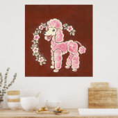 Cute Girly Pink Poodle Dog Poster (Keuken)