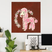 Cute Girly Pink Poodle Dog Poster (Thuiskantoor)