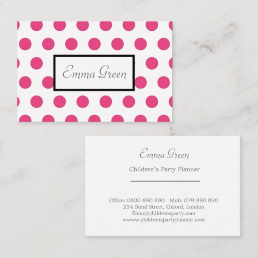 Cute Girly Pink Pots Pattern Visitekaartje (Voorkant / Achterkant)