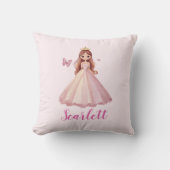 Cute Girly Pink Princess Personalised Cushion Kussen (Voorkant)