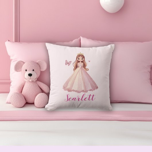 Cute Girly Pink Princess Personalised Cushion Kussen