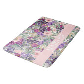 Cute Girly Pink Purple Flowers Jouw naam Badmat (Gekanteld)