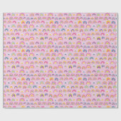Cute Girly Pink Rainbow Patroon Cadeaupapier (Vlak)