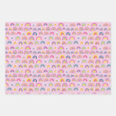 Cute Girly Pink Rainbow Patroon Inpakpapier Vel (Voorkant 3)