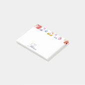 Cute Girly Pink Rainbow Star Name Monogram Unicorn Post-it® Notes (Schuin)