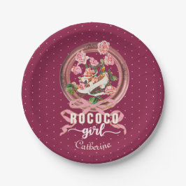 Cute Girly Pink Rococo Shoe Roses Bow Name Papieren Bordje