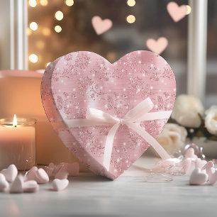 Cute Girly Pink Rose Gold Glitter Floral Pattern Cadeaupapier