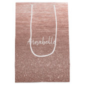 Cute Girly Pink Rose Gold Glitter Sparkle pensed Medium Cadeauzakje (Achterkant)