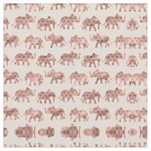 Cute Girly Pink Rose Gold Polka Dot Elephants Stof