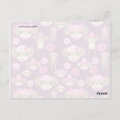 Cute Girly Pink Sock Monkeys Girls op Paars Briefkaart (Achterkant)