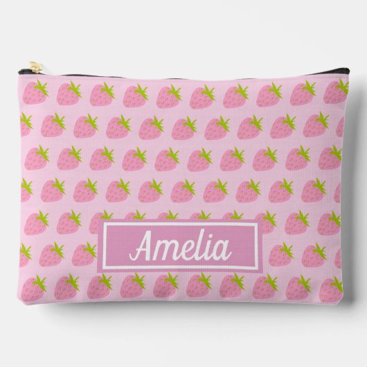 Cute Girly Pink Strawberry Pattern Personalised Etui (Voorkant)