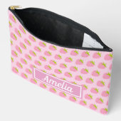 Cute Girly Pink Strawberry Pattern Personalised Etui (Open)
