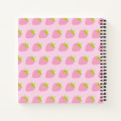 Cute Girly Pink Strawberry Pattern Personalised Notitieboek (Achterkant)