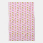 Cute Girly Pink Strawberry Pattern Theedoek (Verticaal)