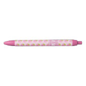 Cute Girly Pink Strawberry Pattern Zwarte Inkt Pen (Voorkant)