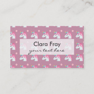 Cute Girly Pink Unicorn Flower Emoji Pattern Visitekaartje