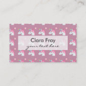 Cute Girly Pink Unicorn Flower Emoji Pattern Visitekaartje (Voorkant)