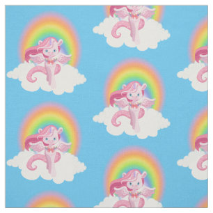 Cute Girly Pink Unicorn Pegasus Regenboog Stof