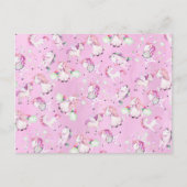 Cute Girly Pink Unicorn Rainbow Waterverf Briefkaart (Voorkant)