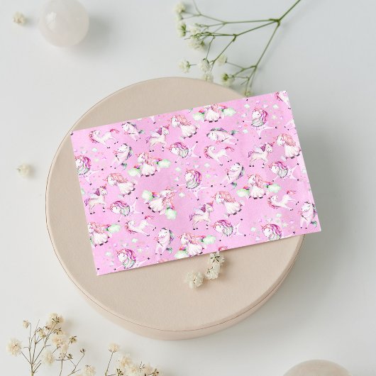 Cute Girly Pink Unicorn Rainbow Waterverf Briefkaart
