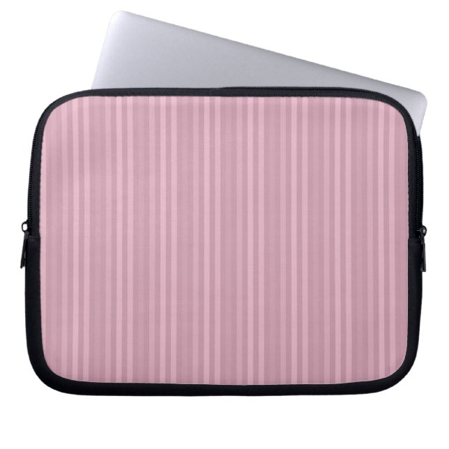 Cute Girly Pink Vertical Stripes Pattern Laptop Sleeve (Voorkant)