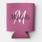 Cute Girly Pink & White Monogrammed Sjabloon Blikjeskoeler (Voorkant)