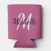 Cute Girly Pink & White Monogrammed Sjabloon Blikjeskoeler (Achterkant)