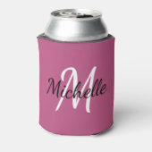 Cute Girly Pink & White Monogrammed Sjabloon Blikjeskoeler (Blikje Achterkant)
