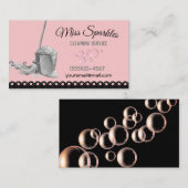 Cute Girly Polka Dot House Cleaning Services Visitekaartje (Voorkant / Achterkant)