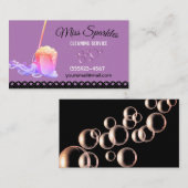 Cute Girly Polka Dot House Cleaning Services Visitekaartje (Voorkant / Achterkant)