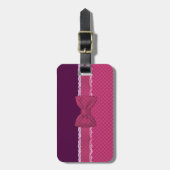 Cute girly Polka stipt roze boostribbon achtergron Bagagelabel (Voorkant verticaal)