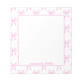 Cute Girly Pretty Pink Coquette Bows Monogram Notitieblok (Voorkant)