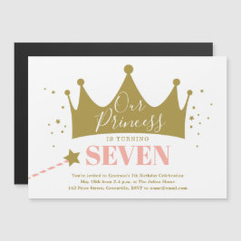 Cute Girly Princess Pink Birthday Party Invitation Magnetische Uitnodiging