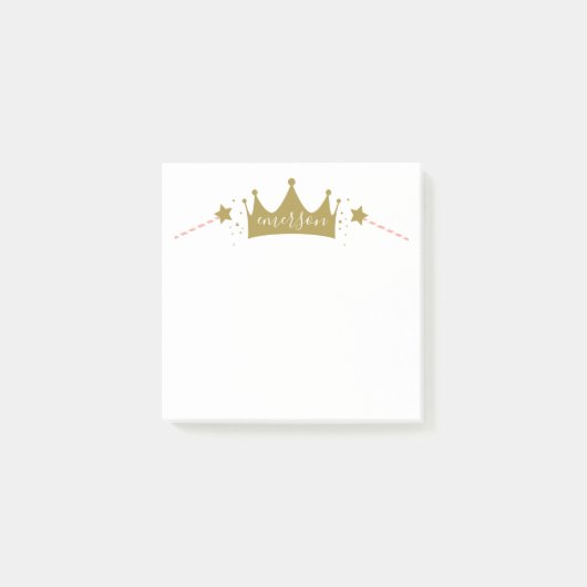 Cute Girly Princess Pink en Gold Post-it® Notes (Voorkant)