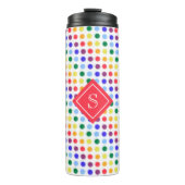 Cute Girly Rainbow Polka Dots gepersonaliseerd Thermosbeker (Voorkant)