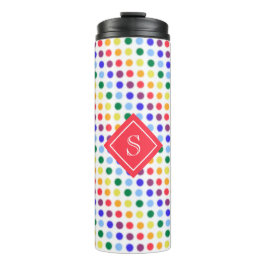 Cute Girly Rainbow Polka Dots gepersonaliseerd Thermosbeker
